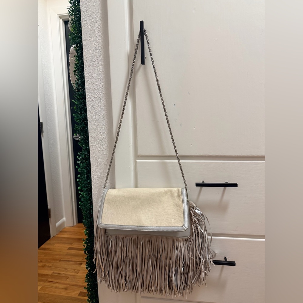 Sam Edelman off white and silver Fringe Shoulder Bag